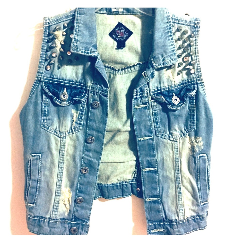 Denim vest with studs and Diamonds